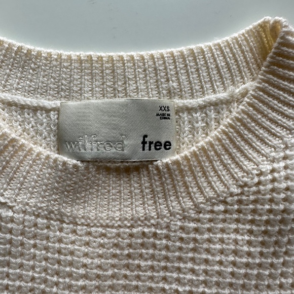 Wilfred Free Isabelli Waffle Knit Crew Neck Sweater Merino Wool Women XXS Hi Lo - Picture 8 of 11